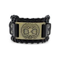 Verstelbare Viking Armband Noorse Levensboom Kunstleer - thumbnail