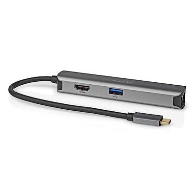 Nedis CCBW64210AT02 Usb Multi-port Adapter Usb 3.2 Gen 1 Usb-c™ Male Hdmi™ Female / Rj45 Female / 3x Usb-a Female 5 Gbps 0.20 M Rond Verguld Pvc Antraciet Doos