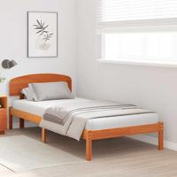 Bedframe met hoofdeinde Bruin 75 x 190 cm Massief grenenhout - thumbnail
