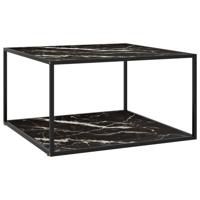 VidaXL Salontafel met zwart marmerglas 90x90x50 cm zwart - thumbnail