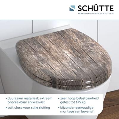 Schutte Duroplast WC-bril OLD WOOD met soft-close en quick-release
 82368