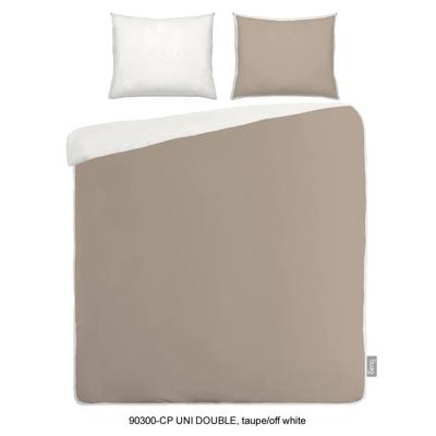 Dekbedovertrek Uni Percale Katoen - Taupe/off-white Maat:200x220cm