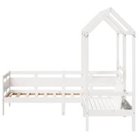 Kinderbed met huisje en bankje massief grenenhout wit 80x200 cm - thumbnail