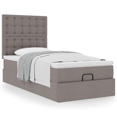 Bed met matras 90x200 cm stof taupe