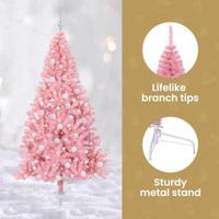 VidaXL Kunstmatig voorverlicht kerstboom met 300 led roze 180 cm pvc - thumbnail