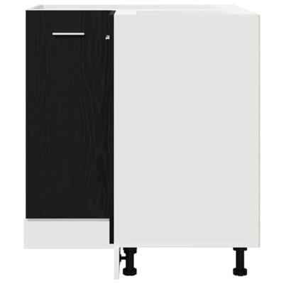 Zwarte Eiken Hoek Onderkast - 75,5 x 75,5 x 81,5 cm, Gemaakt van Geëngineerd Hout