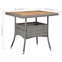 Tuintafel poly rattan en massief acaciahout grijs - thumbnail
