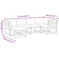 6-delige Loungeset met kussens massief grenenhout wasbruin - thumbnail