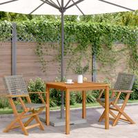 Tuinstoelen 4 st inklapbaar poly rattan en massief hout grijs - thumbnail