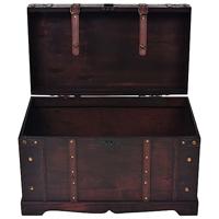 Schatkist vintage stijl 66x38x40 cm hout - thumbnail