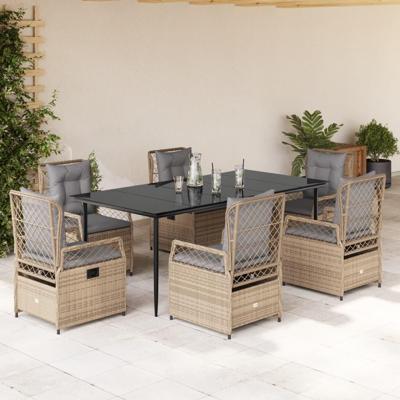 7-delige Tuinset met kussens poly rattan beige 7-delige Tuinset met kussens poly rattan beige