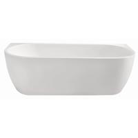 Ligbad Half Vrijstaand Wall Rechthoek 75x170x58cm Glasvezelversterkt Hoogwaardig Acryl Glans Wit met Badwaste en Overloop - thumbnail