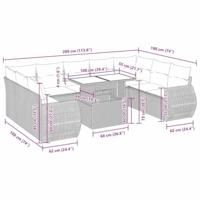 10-delige Loungeset met kussens poly rattan zwart - thumbnail