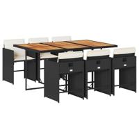 7-delige Tuinset met kussens poly rattan zwart - thumbnail