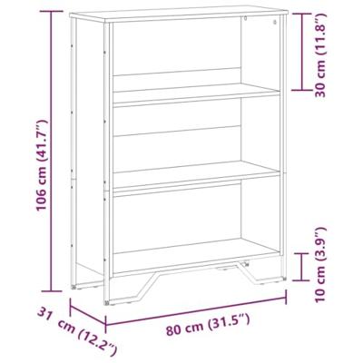 Boekenkast 80x31x106 cm bewerkt hout zwart