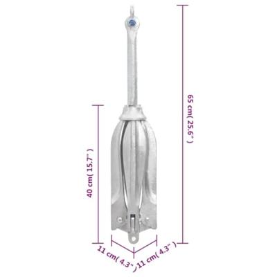 VidaXL Anker inklapbaar 10 kg thermisch verzinkt gietijzer zilver