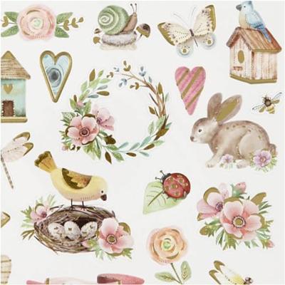 Creativ Company Stickers, voorjaar en pasen, vel 15x16,5 cm, ca. 34 stuk, 1 vel