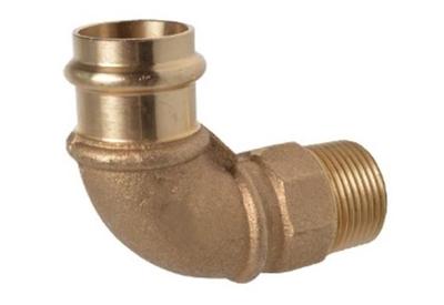 Kirchhoff Overgangshoek van rood messing 90°, blank, 18 mm x 1/2"ET, 1 socket, (P4092g) - 988622355