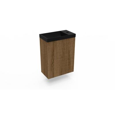 Fonteinkast Cafe Oak Arcqua Ridge 40x55x28 cm Incl. Fontein Mat Zwart Zonder Overloop