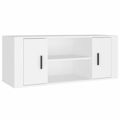 Tv-meubel 100x35x40 cm bewerkt hout wit Tv-meubel 100x35x40 cm bewerkt hout wit