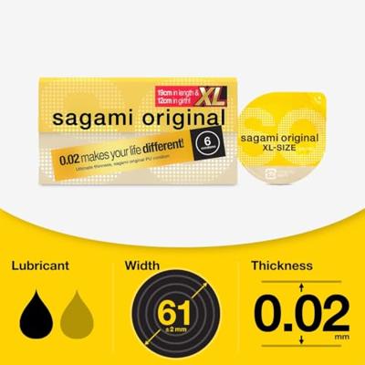 Sagami Original 0.02 - ultradunne latexvrij 61mm- Maat XL