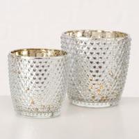 Boltze Home Theelichthouder glas zilver 2-dlg. - thumbnail