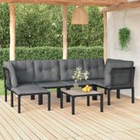 7-delige Loungeset poly rattan zwart en grijs - thumbnail