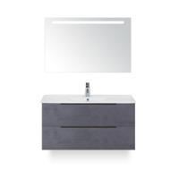 Seville Badmeubelset 100 cm - Beton Antrac Edge greep - Wastafel Enjoy - met Sence Spiegel - thumbnail
