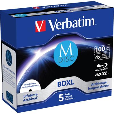 Verbatim 43834 M-Disc Blu-ray 100 GB 1 stuk(s) Jewelcase Bedrukbaar