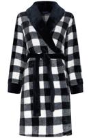 Damesbadjas ruit zwart wit - fleece-(52-54) XXL - thumbnail