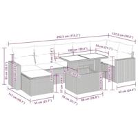 8-delige Loungeset met kussens poly rattan lichtgrijs - thumbnail