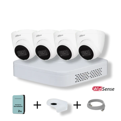 Dahua Camera Set met 4x 4MP Witte WizSense Camera's - 2TB HDD - 4-kanaals Recorder Dahua Camera Set met 4x 4MP Witte WizSense Camera's - 2TB HDD - 4-kanaals Recorder
