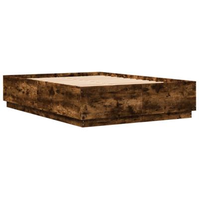 Bedframe met LED-verlichting gerookt eikenkleurig 140x200 cm - thumbnail