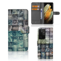 Wallet Case met Pasjes Samsung Galaxy S21 Ultra Spijkerbroeken - thumbnail