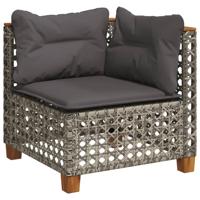 9-delige Loungeset met kussens poly rattan grijs - thumbnail