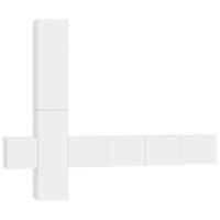 5-delige Tv-meubelset bewerkt hout wit - thumbnail