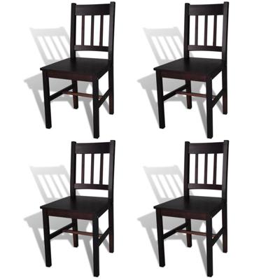 Eetkamerstoelen 4 st grenenhout donkerbruin