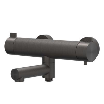 Badthermostaatkraan IVY Tribe Opbouw Omstel Met Draaibare Baduitloop Met Omstel RVS316 Geborsteld Carbon Black PVD IVY
