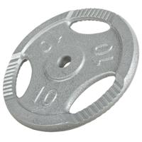 Halterschijf 10 kg Gripper Gietijzer Zilver - 30/31 mm - thumbnail