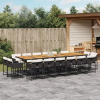 17-delige Tuinset met kussens poly rattan zwart - thumbnail