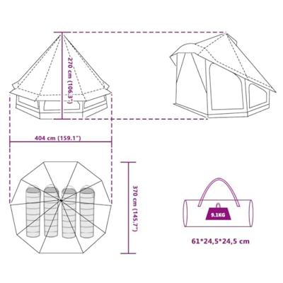 Familie Tipi Tent met dak Blauw 404 x 370 x 270 cm