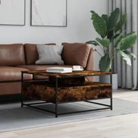 Salontafel 80x80x45 cm bewerkt hout gerookt eikenkleurig - thumbnail