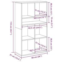 Boekenkast 66x31x112 cm bewerkt hout oud houtkleurig - thumbnail