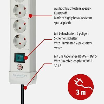 Brennenstuhl Premium-Line stekkerdoos 6-voudig lichtgrijs 3m H05VV-F 3G1,5 - 1955560100 - thumbnail