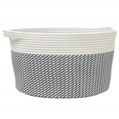 VidaXL Opbergmand ø 40x25 cm katoen grijs en wit