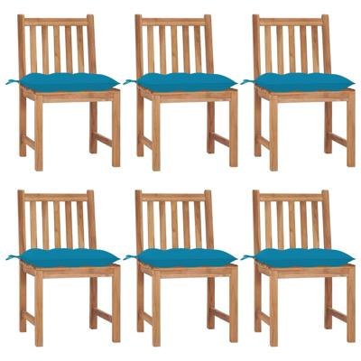 Tuinstoelen 6 st met kussens massief teakhout