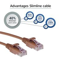 ACT Bruine 1 meter LSZH U/UTP CAT6 datacenter slimline patchkabel snagless met RJ45 connectoren - thumbnail