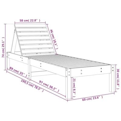 Ligbed 199,5x60x74 cm massief douglashout