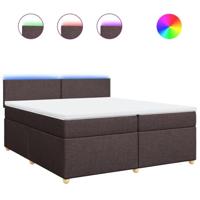 Boxspring met matras stof donkerbruin 200x200 cm - thumbnail
