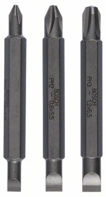 Bosch Accessories S 0,6 x 4,5, S 0,8 x5,5, S 1,2 x 6,5, PH1, PH2, PH3, 60 mm Dubbelbitset